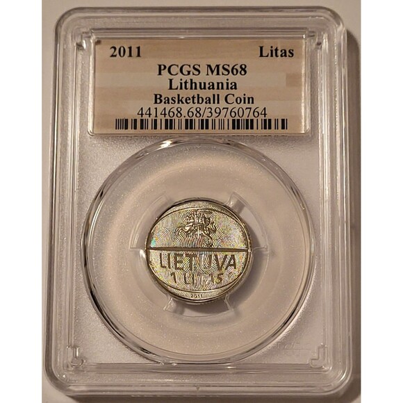 Lithuania 2011 Litas European Basketball Championship MS68 PCGS - Picture 1 of 4